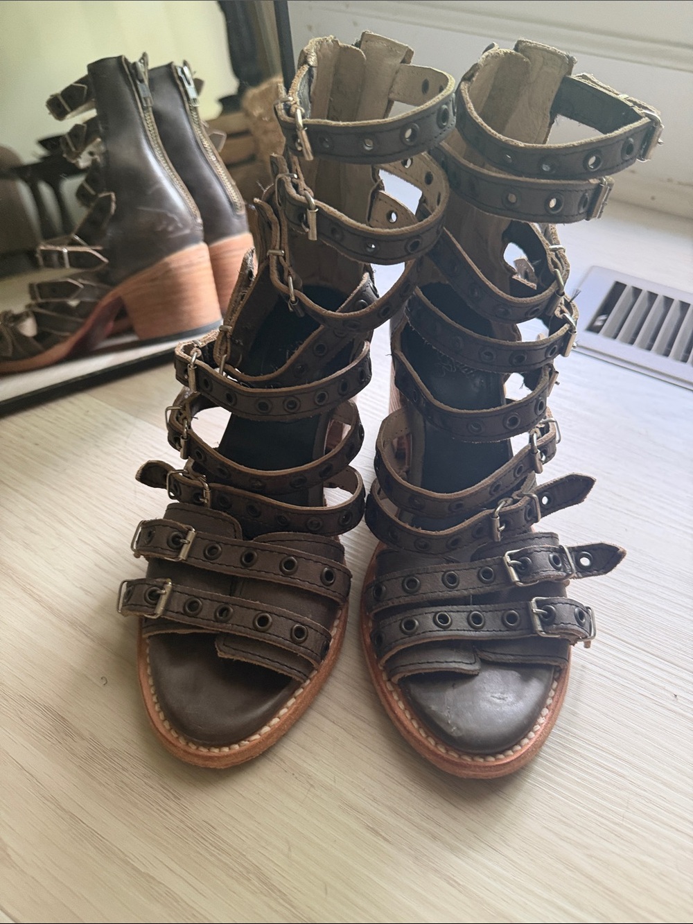 FreeBird Cassandra Strappy Brown Gladiator Sandals for Women